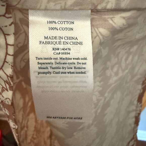 Faherty NEW Freya Clay Jai Floral Neutral Cotton Puff Sleeve Midi Dress size S - Picture 9 of 9